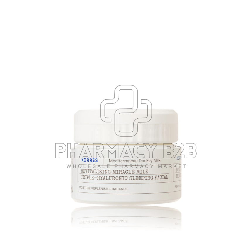 KORRES Γάλα Γαϊδούρας Κρέμα νύχτας με 3 υαλουρονικά οξέα για ξηρές-αφυδατωμένες επιδερμίδες 40ml
