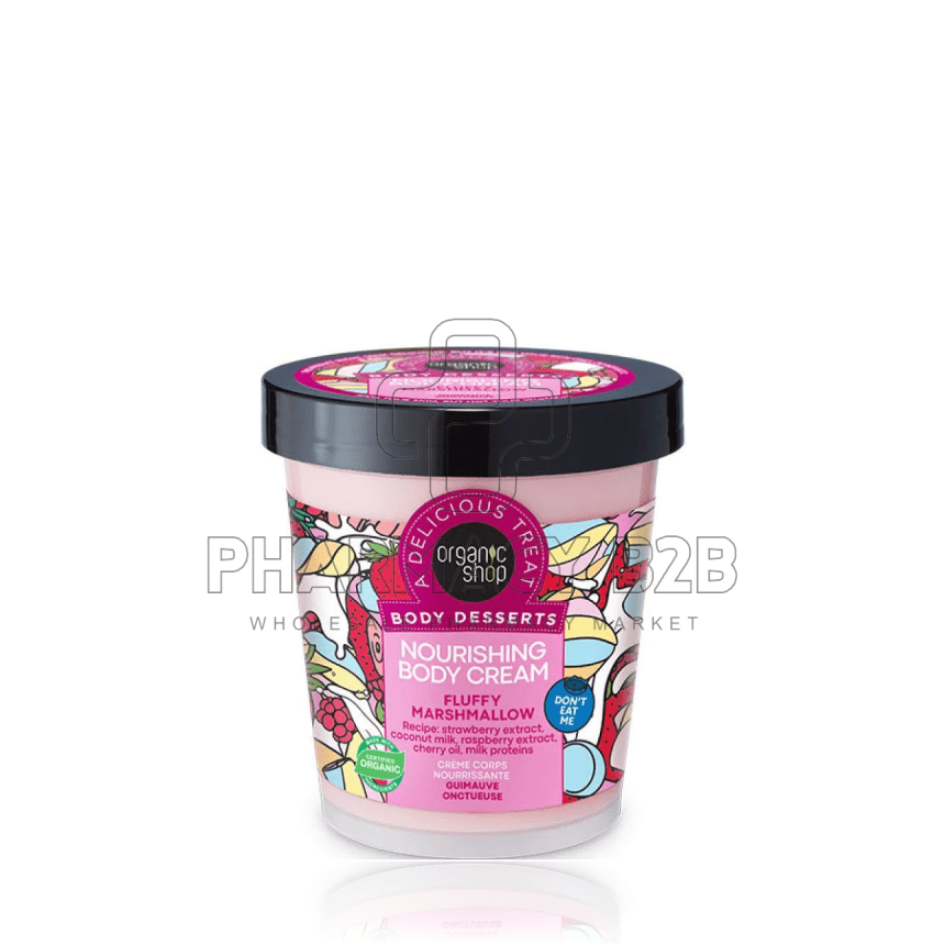NATURA SIBERICA Organic Shop Body Desserts Fluffy Marshmallow Nourishing Body Cream Κρέμα Σώματος με Marshmallow για Θρέψη 450ml
