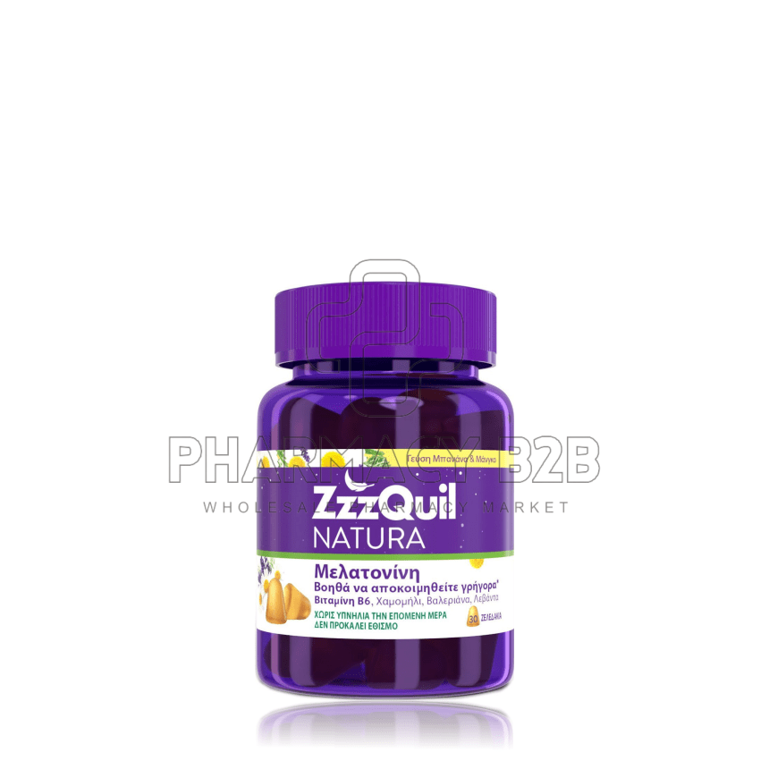 ZZZQUIL NATURA Συμπλήρωμα διατροφής με Μελατονίνη x30 ζελεδάκια με γεύση Μάνγκο & Μπανάνα
