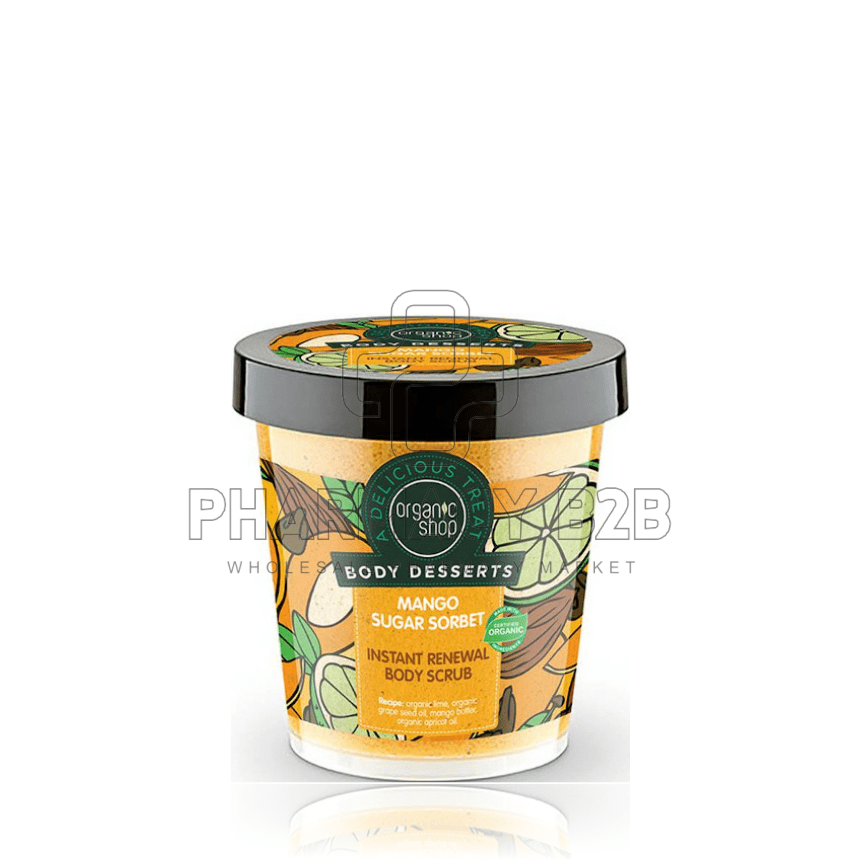 NATURA SIBERICA Organic Shop Body Desserts Mango Sugar Sorbet Instant Renewal Body Scrub 450ml