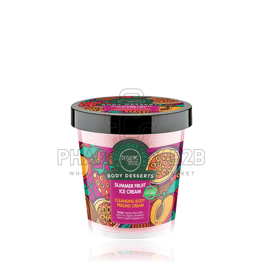 NATURA SIBERICA Organic Shop Body Desserts Summer Fruit Ice Cream Cleansing Body Peeling Cream 450ml