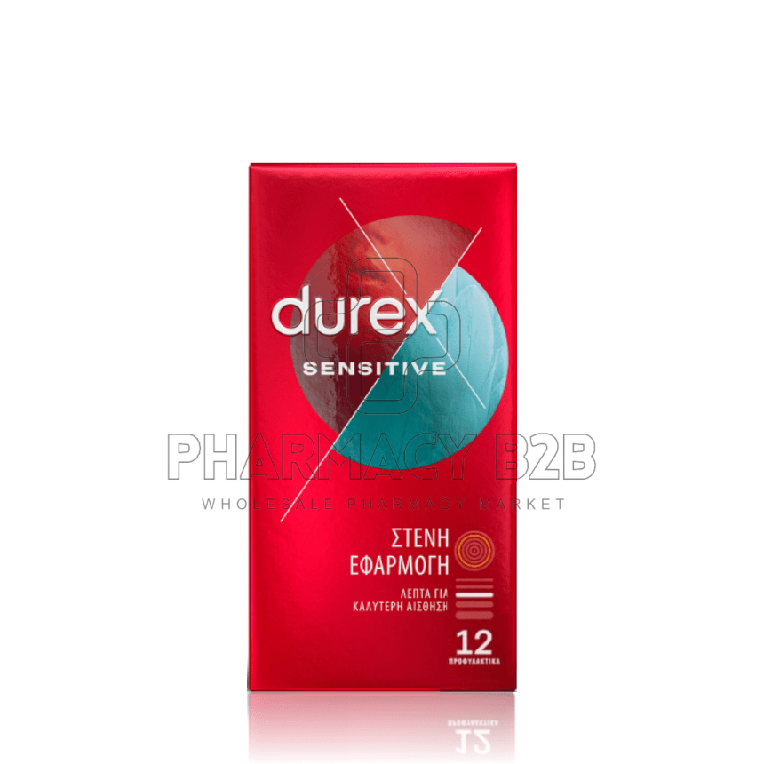 DUREX Sensitive Προφυλακτικά Λεπτά για Μεγαλύτερη Ευαισθησία με Στενή Εφαρμογή x12 τμχ