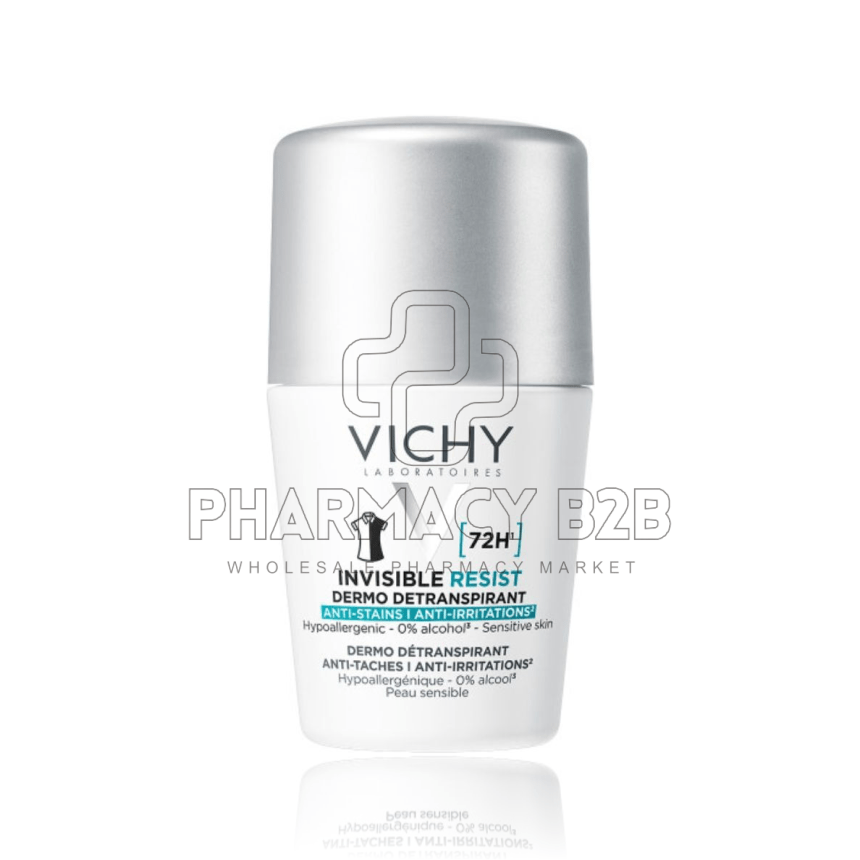 VICHY Invisible Resist 72H Αποσμητικό Roll-On Κατά των Σημαδιών & της Έντονης Εφίδρωσης 50ml
