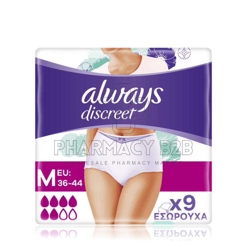 ALWAYS Discreet Plus Medium Εσώρουχο Μιας Χρήσης για Ακράτεια x9τεμ