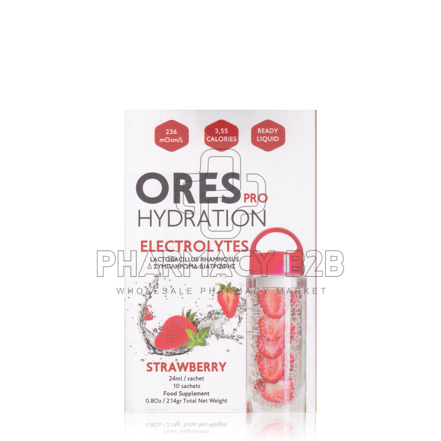 ORES Pro Hydration Electrolytes Φράουλα x10 φακελίσκοι 