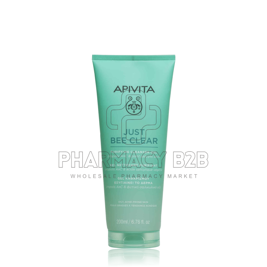 APIVITA Just Bee Clear Purifying Cleansing Gel Καθαριστικό Τζελ Προσώπου για Λιπαρή Επιδερμίδα ή με Τάση Ακμής 200ml