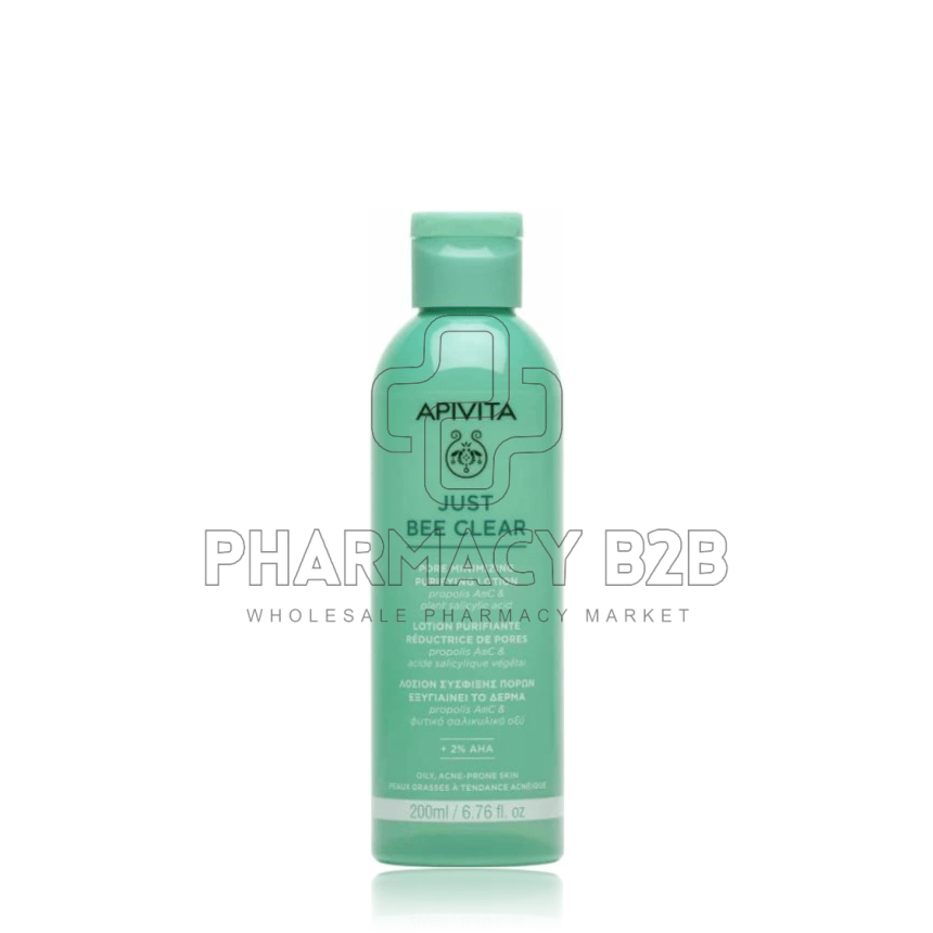 APIVITA Just Bee Clear Purifying Lotion Λοσιόν Σύσφιξης Πόρων 200ml