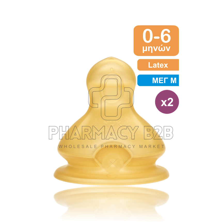 NUK First Choice Plus Θηλή Latex 0-6 μηνών M Latex x2τμχ