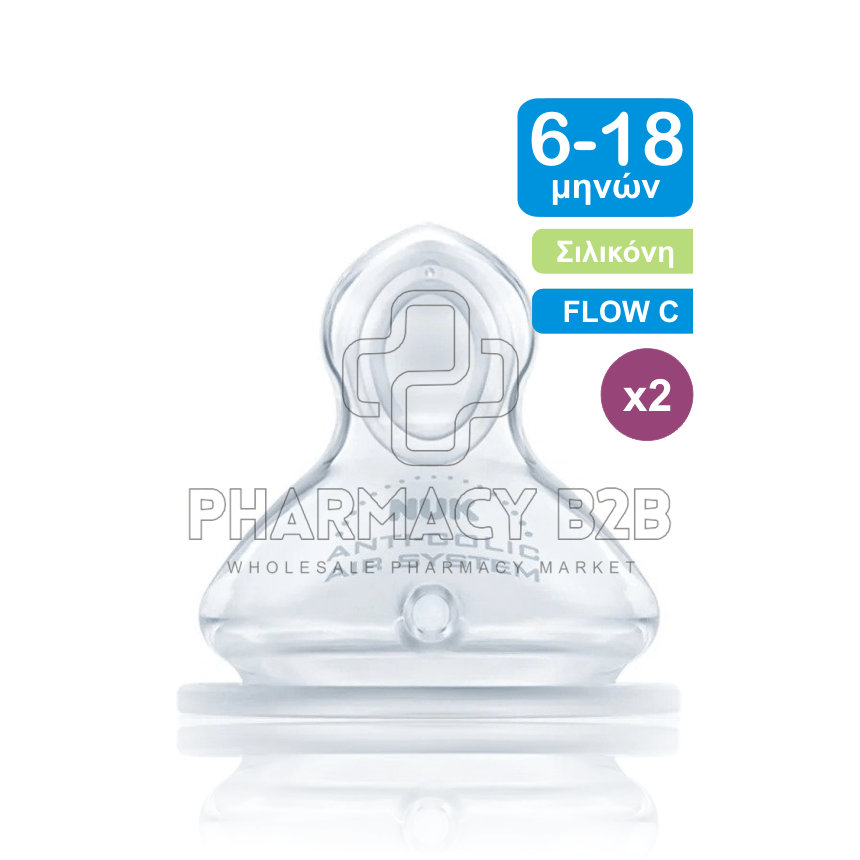 NUK First Choice Plus Θηλή σιλικόνης με έλεγχο ροής 6-18 μηνών x2τμχ