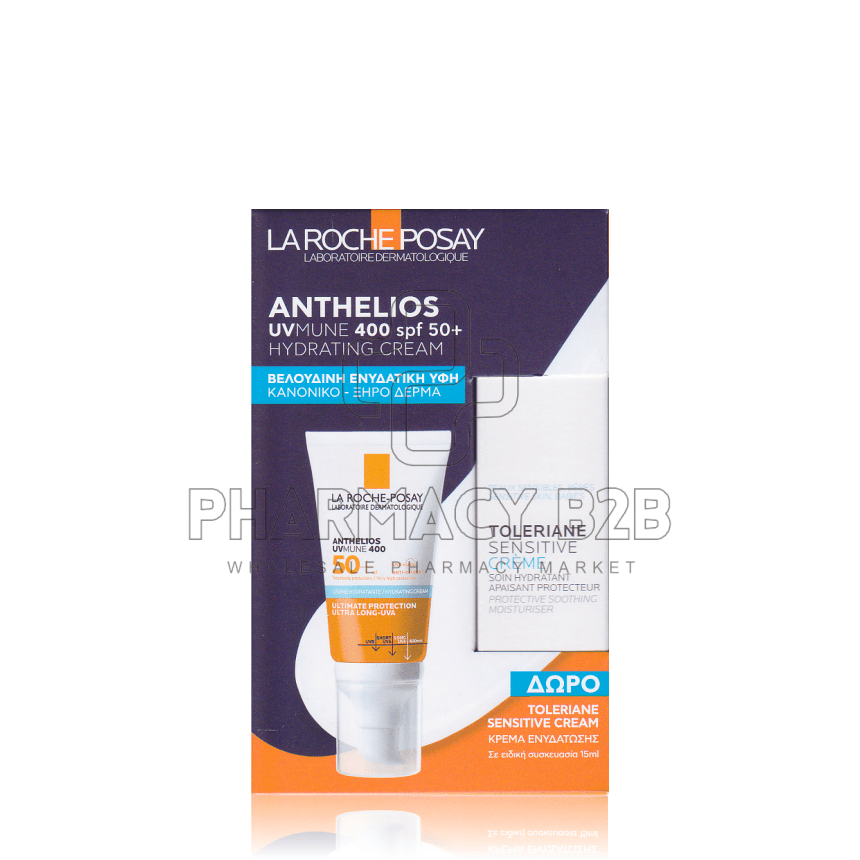 LA ROCHE-POSAY Anthelios UVMUNE 400 Hydrating Cream SPF50+ Αντηλιακή Ενυδατική Κρέμα 50ml & Δώρο Toleriane Sensitive Creme Κρέμα Ενυδάτωσης 15ml