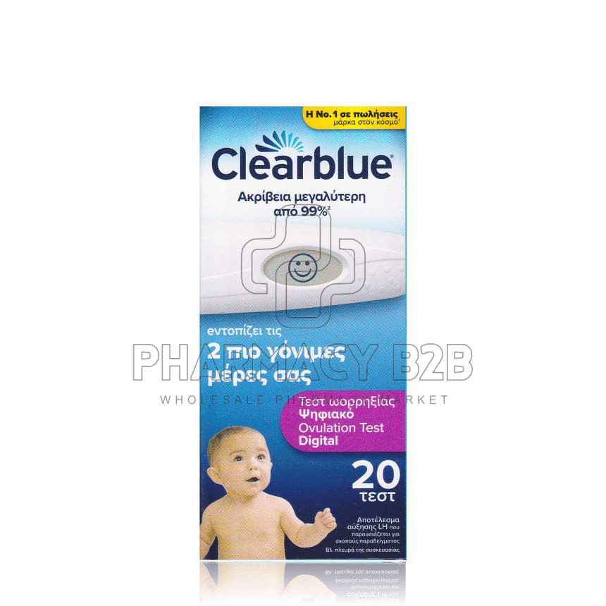 CLEAR BLUE Ψηφιακό Τεστ Ωορρηξίας x20 τεστ