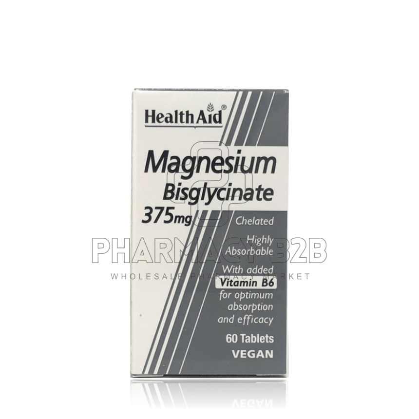 HEALTH AID Magnesium Bisglycinate 375mg & Vitamin B6 x60tabs HEALTH AID Magnesium Bisglycinate 375mg & Vitamin B6 x60tabs