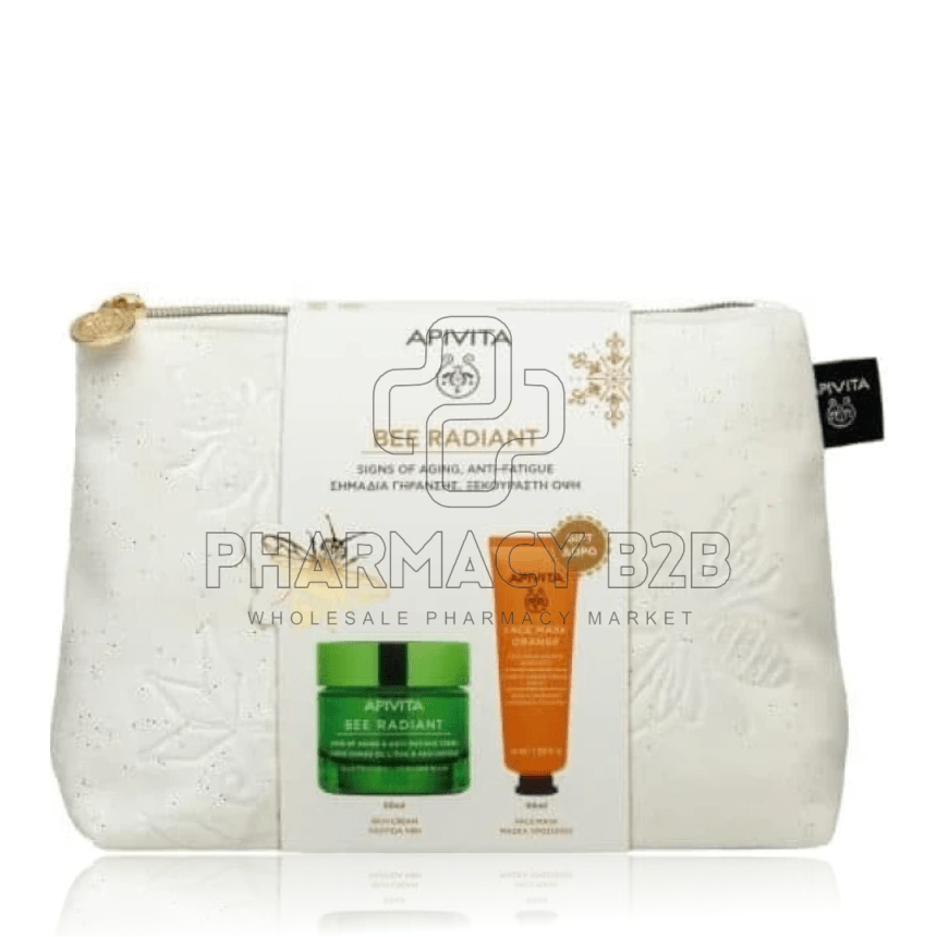 APIVITA Bee Radiant με Αντιγηραντική Κρέμα Πλούσιας Υφής 50ml & Δώρο Μάσκα Προσώπου με Πορτοκάλι για Λάμψη 50ml & Νεσεσέρ