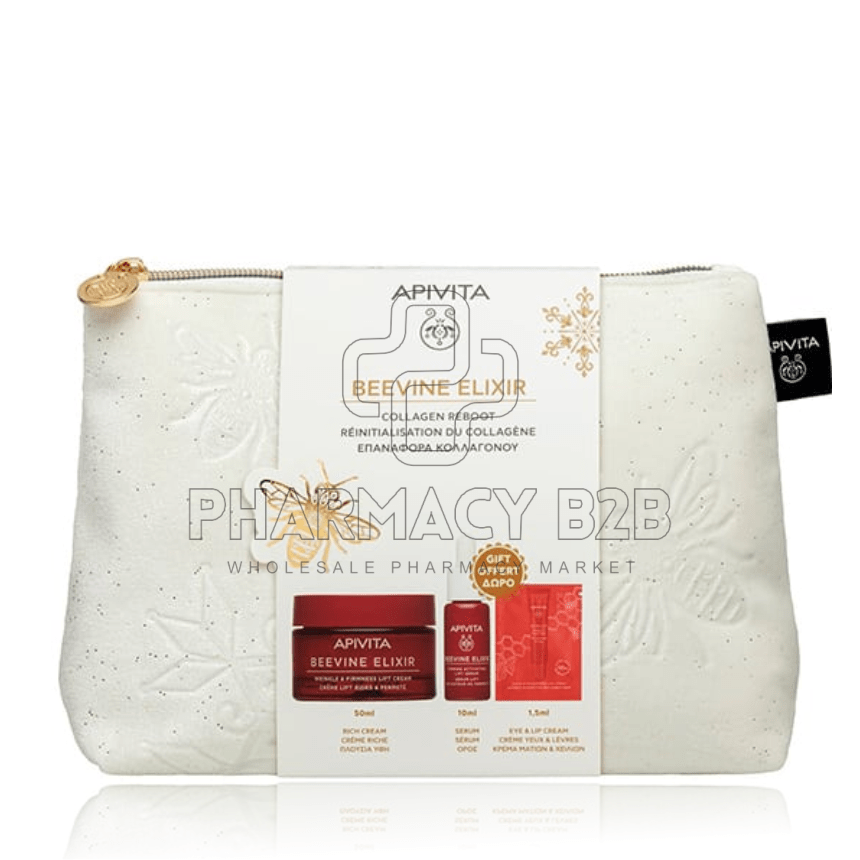 APIVITA Beevine Elixir με Αντιρυτιδική Κρέμα Πλούσιας Υφής για Σύσφιξη & Lifting 50ml & Δώρο Ορός Σύσφιξης 10ml, Κρέμα για Μάτια & Χείλη 1.5ml & Νεσεσέρ