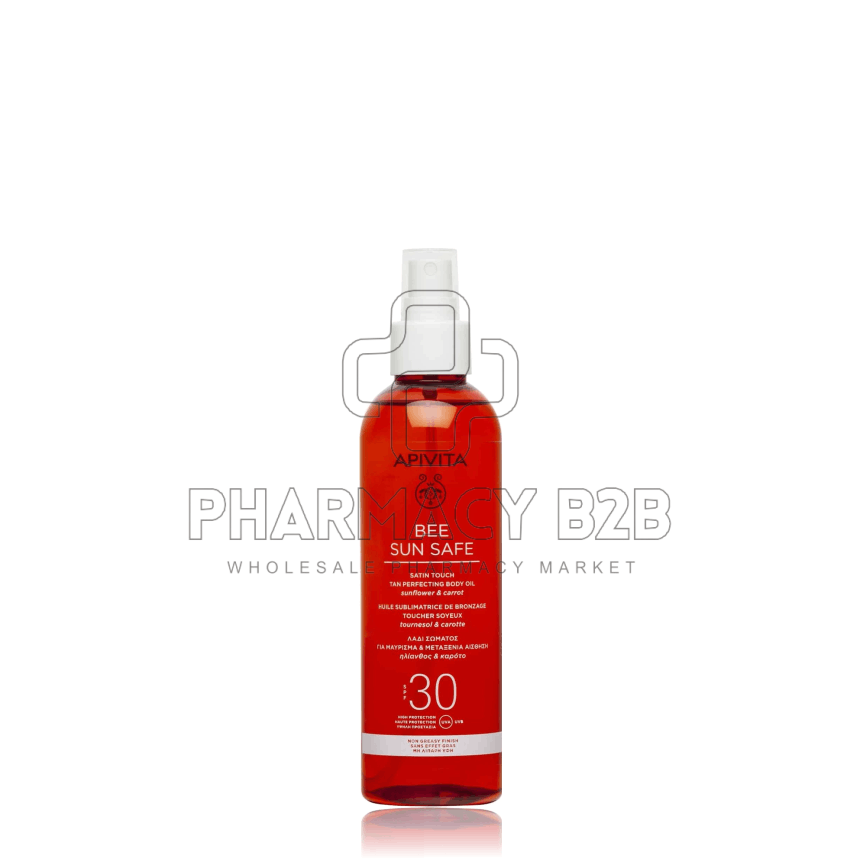 APIVITA Bee Sun Safe Satin Touch The Perfecting Body Oil SPF30 Λάδι Σώματος για Μαύρισμα & Μεταξένια Αίσθηση 200ml