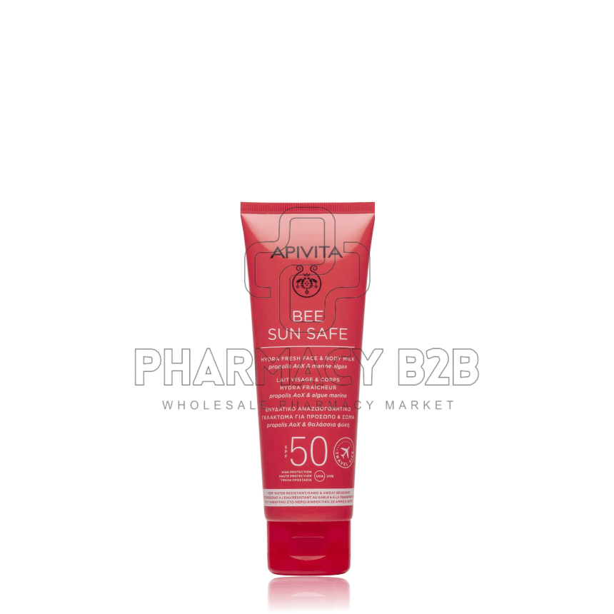 APIVITA Bee Sun Safe Hydra Fresh Face & Body Milk Travel Size Ενυδατικό Αναζωογονητικό Γαλάκτωμα για Πρόσωπο & Σώμα Spf 50 Travel Size 100ml