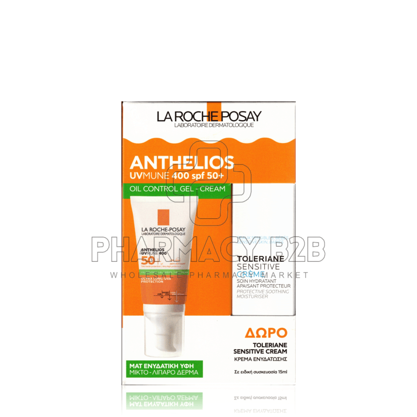 LA ROCHE-POSAY Promo Anthelios UVMune 400 Oil Control Gel Cream Αντηλιακή Κρέμα Προσώπου για Ματ Αποτέλεσμα SPF50+ 50ml & Δώρο Toleriane Sensitive Cream Ενυδατική Κρέμα Προσώπου για Ευαίσθητες Επιδερμίδες 15ml