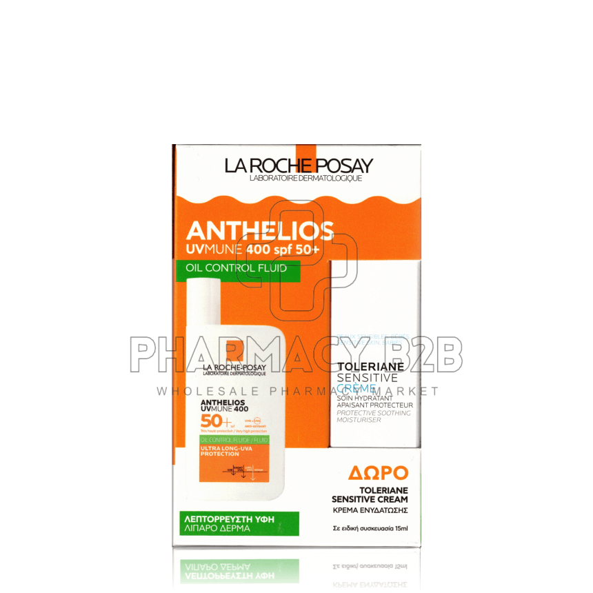 LA ROCHE-POSAY Promo Anthelios UVMune 400 Oil Control Αντηλιακό Προσώπου για Λιπαρό Δέρμα SPF50+ 50ml & Δώρο Toleriane Sensitive Cream Ενυδατική Κρέμα Προσώπου για Ευαίσθητες Επιδερμίδες 15ml