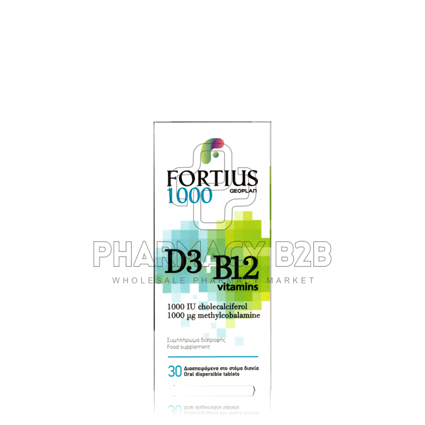 GEOPLAN Fortius 1000 D3 1000IU & B12 1000μg x30 διασπειρόμενα δισκία