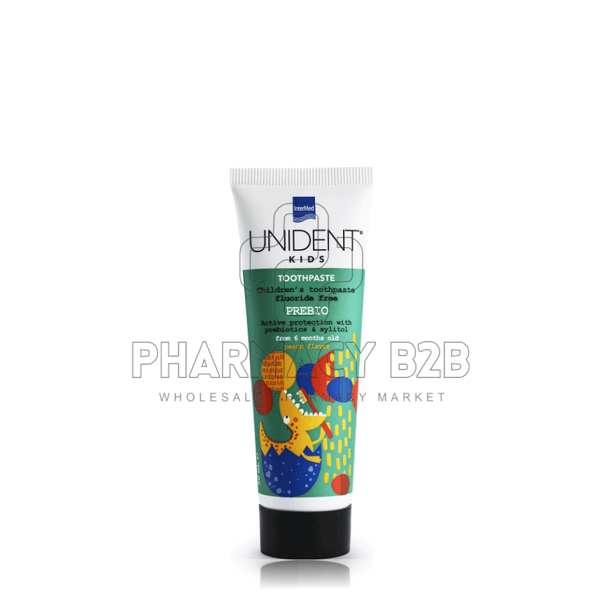 INTERMED Unident Kids Toothpaste Prebio Παιδική Οδοντόκρεμα χωρίς Φθόριο με Φυσική Γεύση Ροδάκινου 6m+ 50ml INTERMED Unident Kids Toothpaste Prebio Παιδική Οδοντόκρεμα χωρίς Φθόριο με Φυσική Γεύση Ροδάκινου 6m+ 50ml