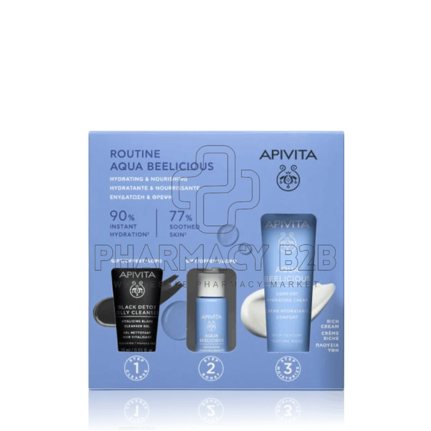 APIVITA Aqua Beelicious Promo Pack με Κρέμα Ενυδάτωσης Πλούσιας Υφής 40ml & Δώρο Black Detox Jelly Cleanserγια Πρόσωπο & Μάτια 15ml & Booster Αναζωογόνησης & Ενυδάτωσης 10ml