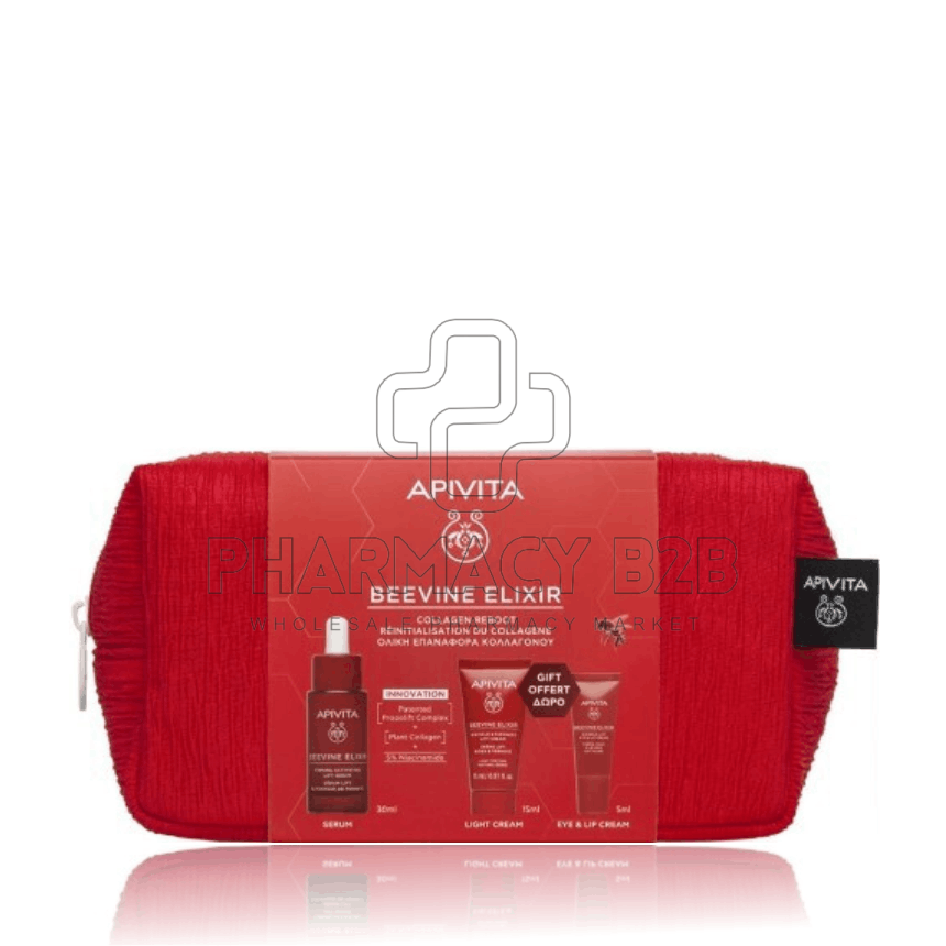 APIVITA Beevine Elixir Promo Pack με Ορό Ενεργοποίησης Σύσφιξης 30ml & Δώρο Αντιρυτιδική Κρέμα Ελαφριάς Υφής 15ml, Αντιρυτιδική Κρέμα για Μάτια & Χείλη 5ml & Νεσεσέρ