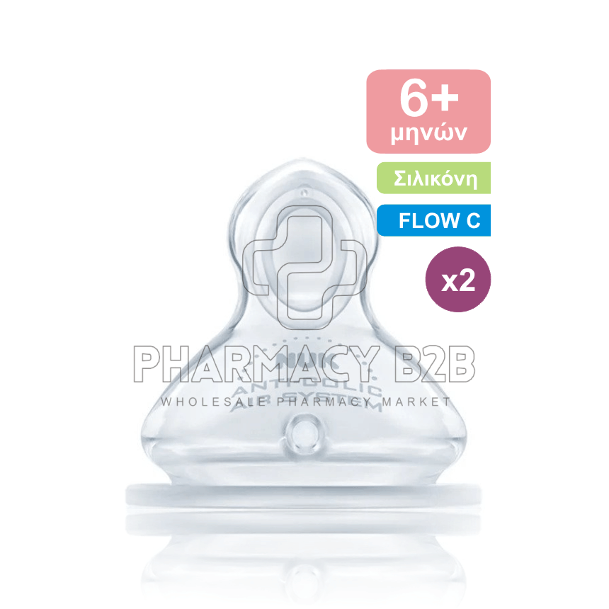 NUK First Choice No Colic Θηλές Σιλικόνης Flow Control 6m+ x2τεμ