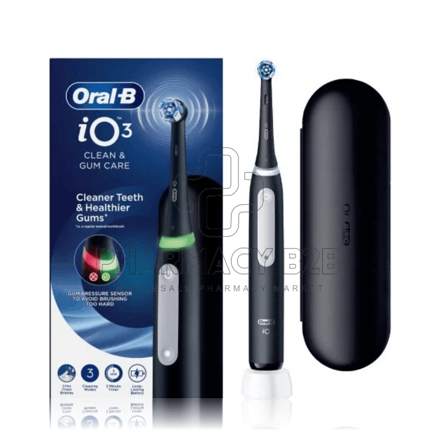 ORAL-B iO Series 3 Clean & Gum Care Black Ηλεκτρική Οδοντόβουρτσα & Δ΄ώρο Θήκη Ταξιδιού