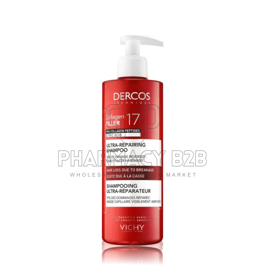 VICHY Dercos Collagen Filler 17 Ultra-Repairing Shampoo Επανορθωτικό Σαμπουάν Μαλλιών κατά του Σπασίματος 400ml VICHY Dercos Collagen Filler 17 Ultra-Repairing Shampoo Επανορθωτικό Σαμπουάν Μαλλιών κατά του Σπασίματος 400ml