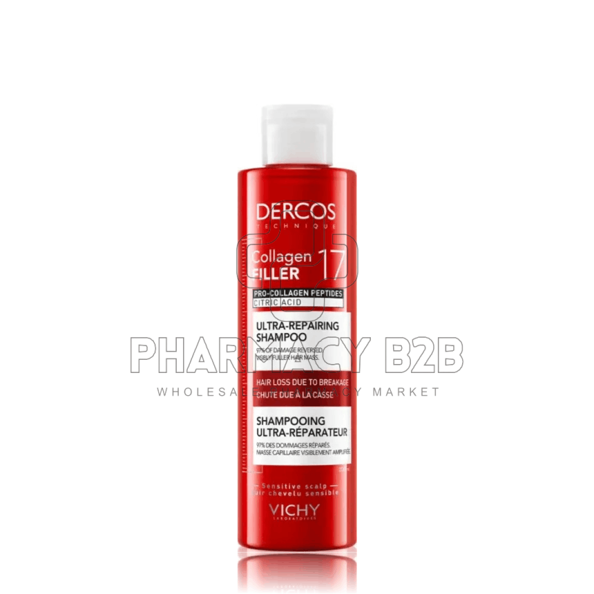 VICHY Dercos Collagen Filler 17 Ultra-Repairing Shampoo Επανορθωτικό Σαμπουάν Μαλλιών κατά του Σπασίματος 200ml VICHY Dercos Collagen Filler 17 Ultra-Repairing Shampoo Επανορθωτικό Σαμπουάν Μαλλιών κατά του Σπασίματος 200ml