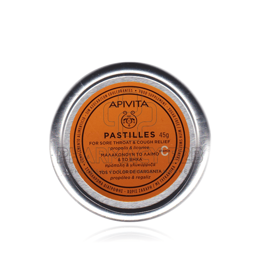APIVITA Παστίλιες για τον Πονόλαιμο και το Βήχα με Γλυκόριζα & Πρόπολη 45g