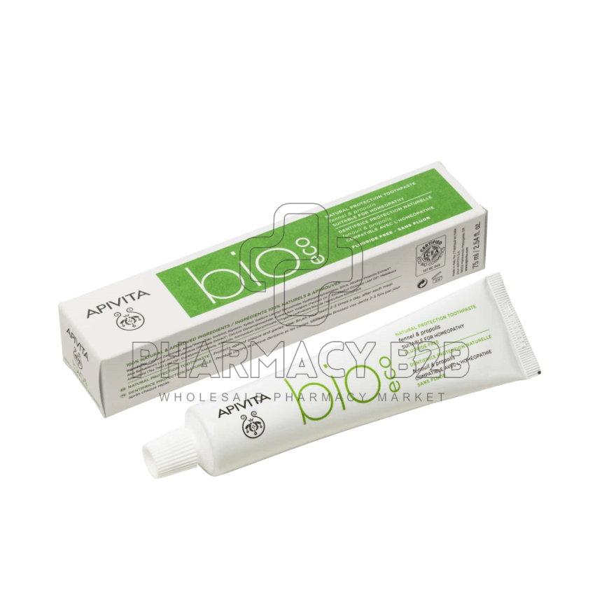 APIVITA Natural Dental Care BIO-ECO Οδοντόκρεμα Φυσικής Προστασίας με Μάραθο & Πρόπολη 75ml