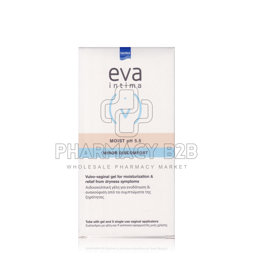 INTERMED EVA MOIST Υγραντική & Λιπαντική Αιδιοκολπική Γέλη 50gr-9 κολπικοί εφαρμοστές