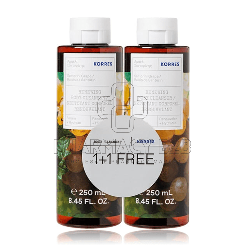 KORRES Renewing Body Cleanser Santorini Vine Αφρόλουτρο Αμπέλι Σαντορίνης 1+1 2x250ml