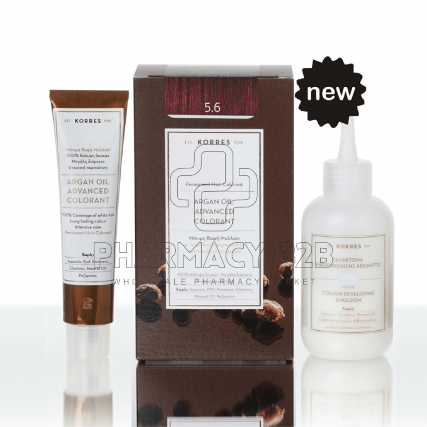 KORRES ΒΑΦΗ ΜΑΛΛΙΩΝ ARGAN OIL ADVANCED COLORANT - 5.6 Καστανό ανοιχτό κόκκινο 