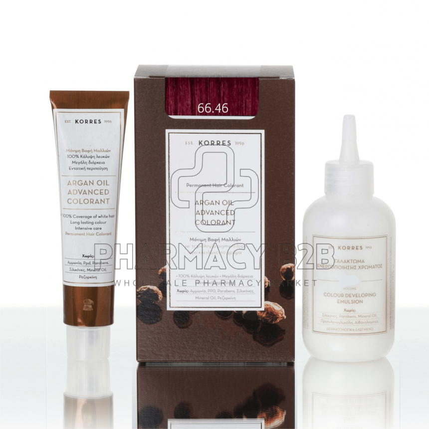 KORRES ΒΑΦΗ ΜΑΛΛΙΩΝ ARGAN OIL ADVANCED COLORANT - 66.46 Έντονο κόκκινο Βουργουνδίας 