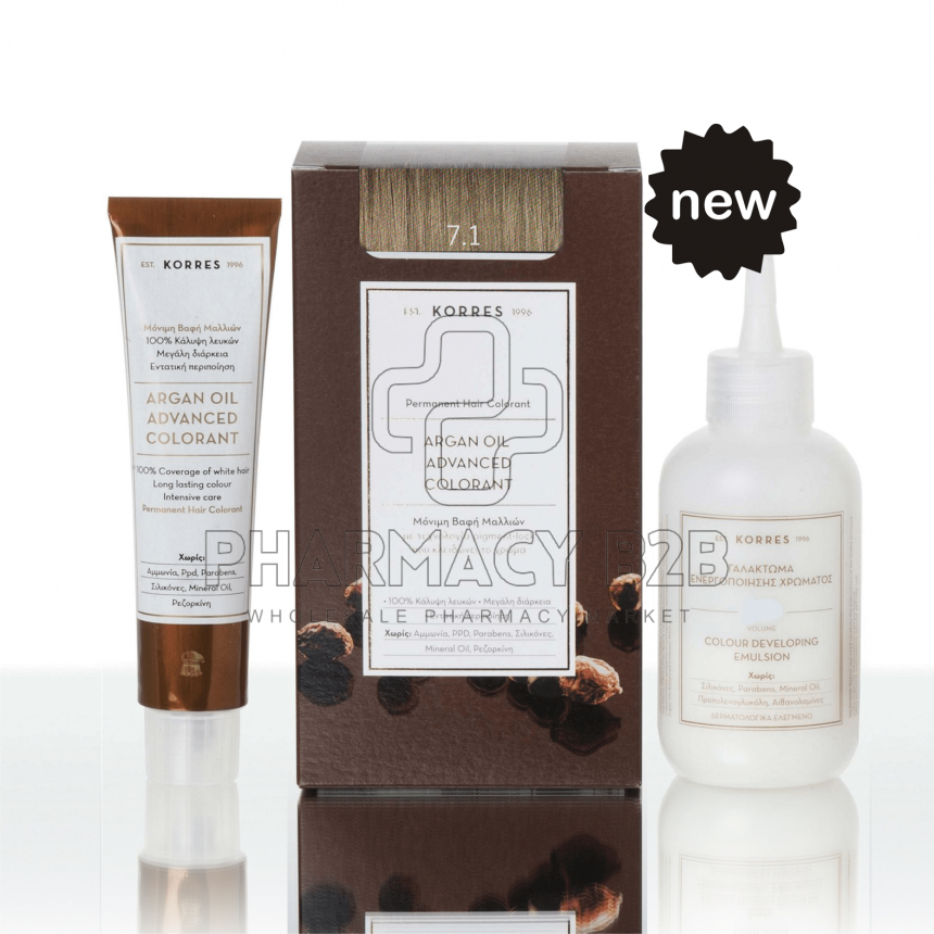 KORRES ΒΑΦΗ ΜΑΛΛΙΩΝ ARGAN OIL ADVANCED COLORANT - 7.1 Ξανθό σαντρέ 