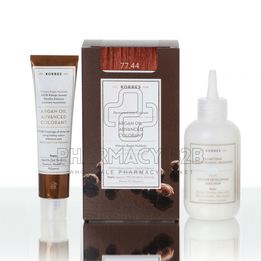 KORRES ΒΑΦΗ ΜΑΛΛΙΩΝ ARGAN OIL ADVANCED COLORANT - 77.44 Ξανθό έντονο χάλκινο 