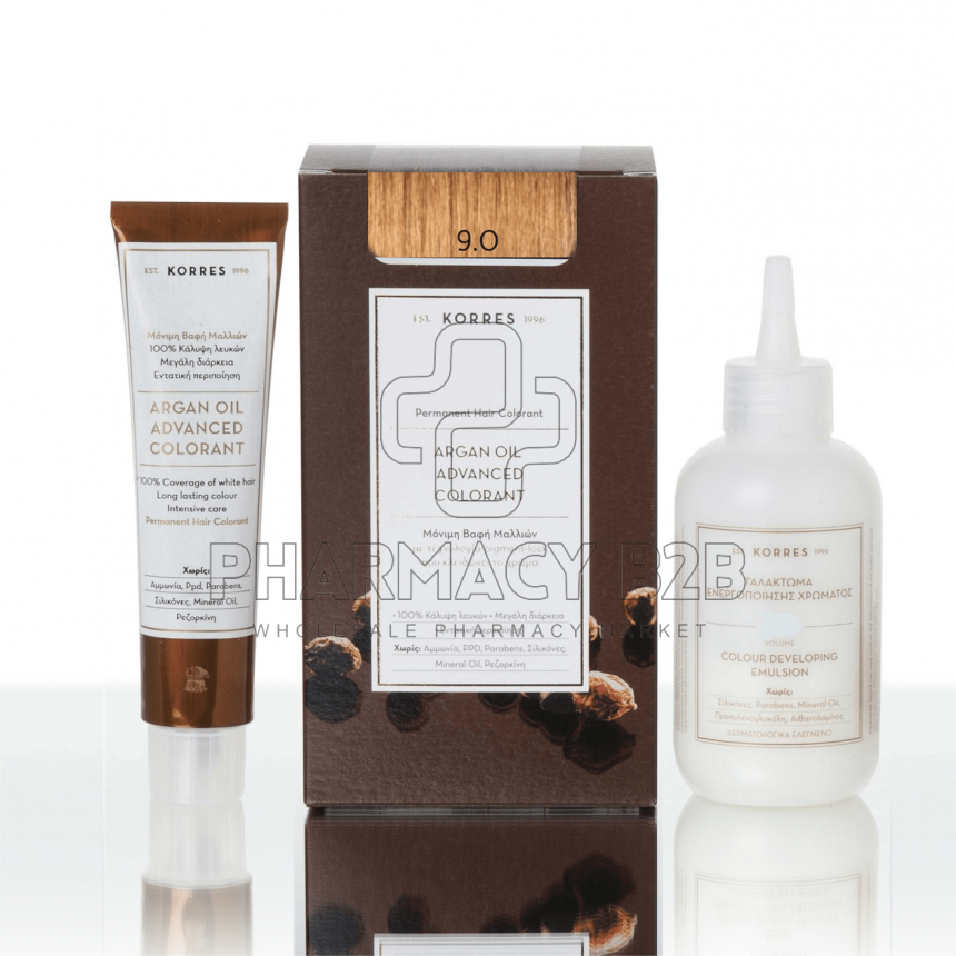 KORRES ΒΑΦΗ ΜΑΛΛΙΩΝ ARGAN OIL ADVANCED COLORANT - 9.0 Κατάξανθο φυσικό 