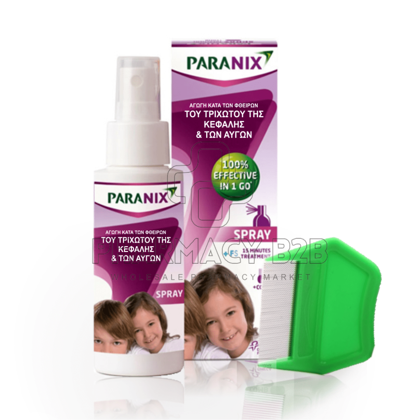 PARANIX Spray Aγωγή που εξαλείφει Ψείρες & Κόνιδες με μία Εφαρμογή 100ml  + Χτένα