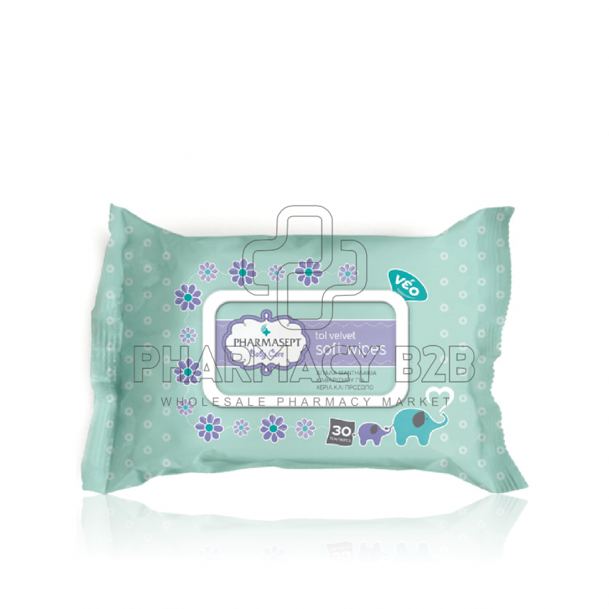 PHARMASEPT Baby Care Extra Soft Wipes Απαλά μαντηλάκια καθαρισμού για πρόσωπο & χέρια 30τμχ