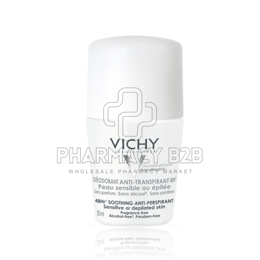 VICHY Deodorant 48ωρη Αποσμητική Φροντίδα Roll-on για Ευαίσθητες Επιδερμίδες 50ml