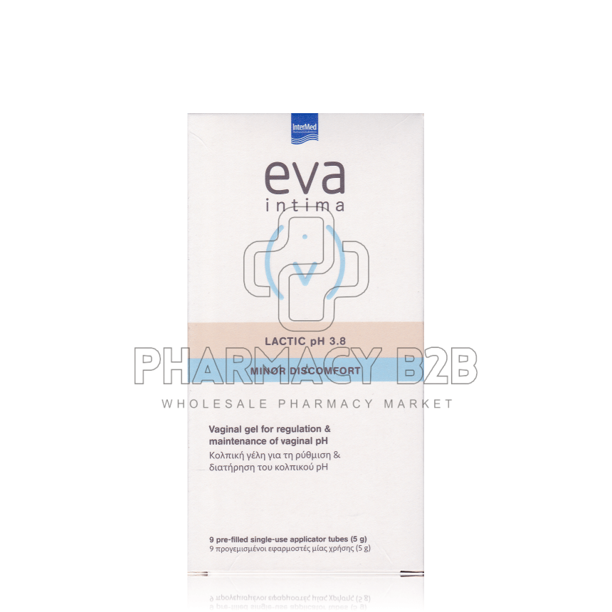 INTERMED EVA Lactic Gel Κολπική Γέλη 9 προγεμισμένοι κολπικοί εφαρμοστές 