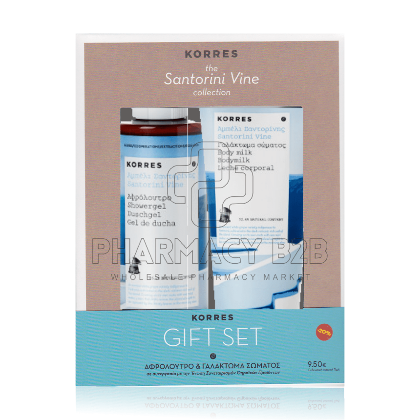 KORRES SANTORINI VINE GIFT SET αφρόλουτρο 250ml & γαλάκτωμα σώματος 200ml