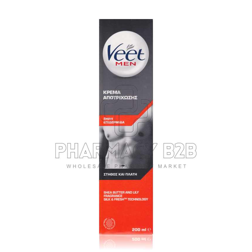 VEET FOR MEN Κρέμα Αποτρίχωσης για Στήθος & Πλάτη για Ξηρή Επιδερμίδα 200ml
