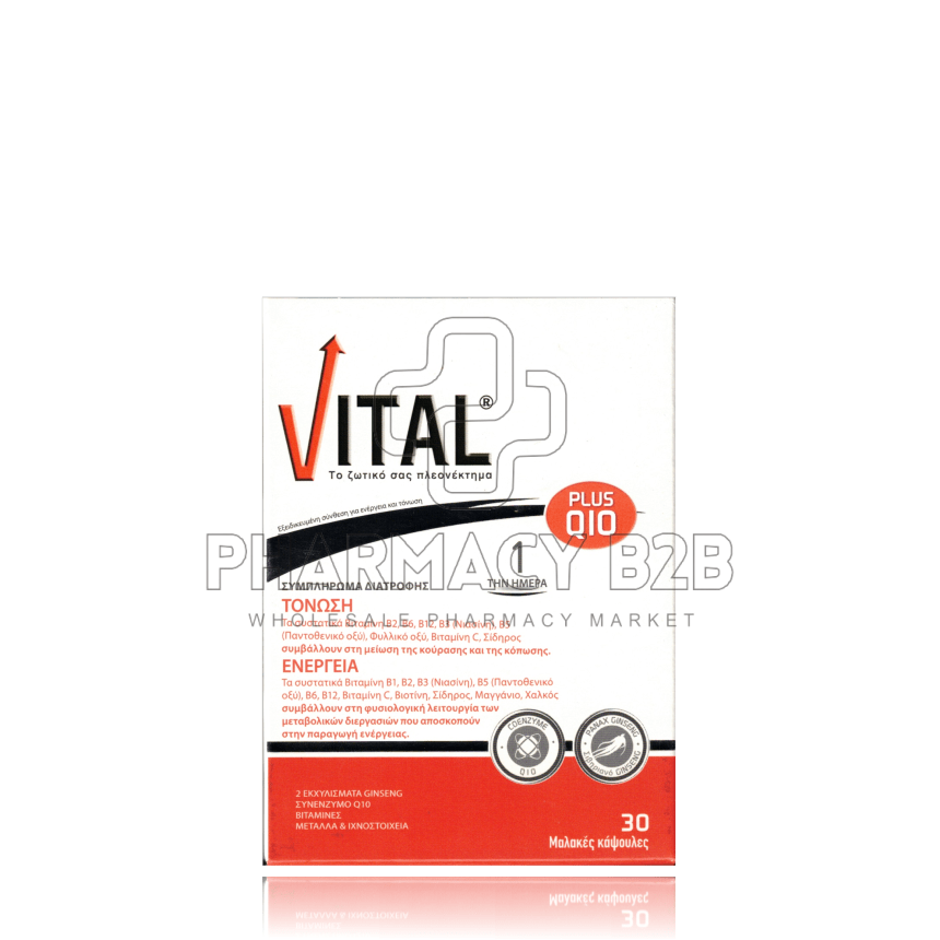 VITAL PLUS Q10 CAPS Πολυβιταμινούχο Συμπλήρωμα Διατροφής για Τόνωση & Ενέργεια X30
