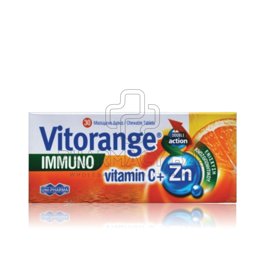 UNI-PHARMA Vitorange Immuno Vitamin C + Zn 30 μασώμενα δισκία