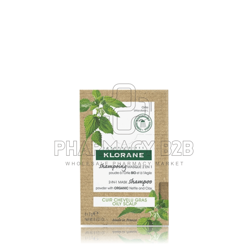 KLORANE SHAMPOO MASQUE 2EN1 ORTIE Μάσκα 2 σε 1 με Τσουκνίδα και Άργιλο για Λιπαρά Μαλλιά 8x3gr