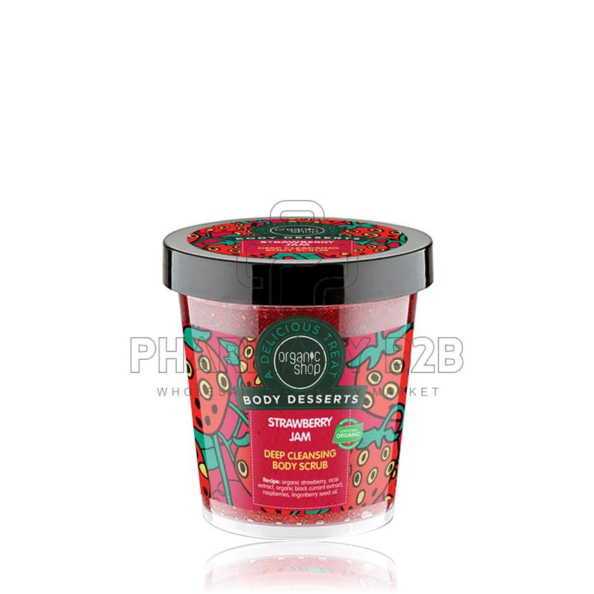 NATURA SIBERICA Organic Shop Body Desserts Strawberry Jam Deep Cleansing Body Scrub 450ml