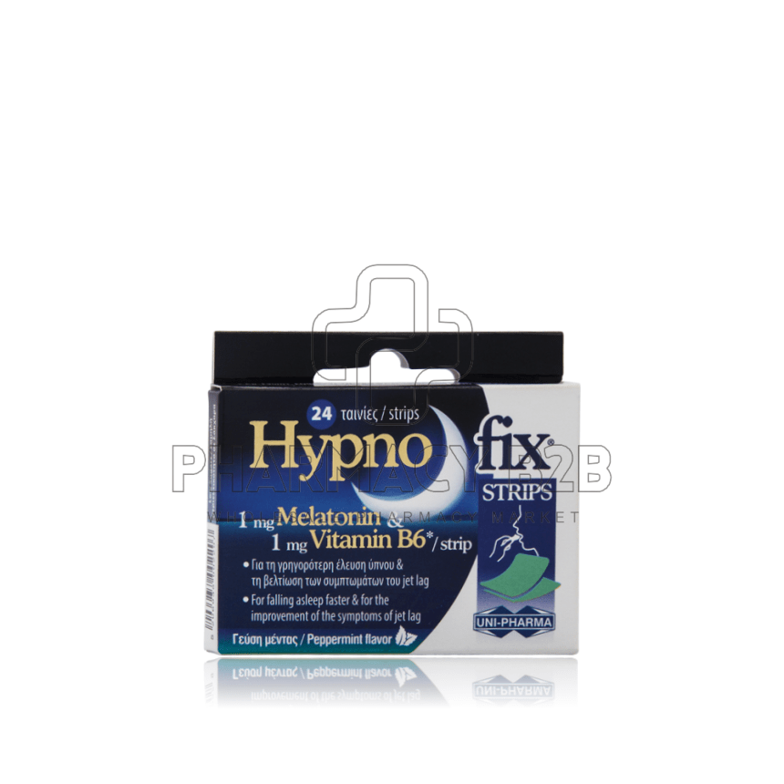 UNI-PHARMA Hypno Fix Strips Συμπλήρωμα διατροφής με μελατονίνη x24 ταινίες
